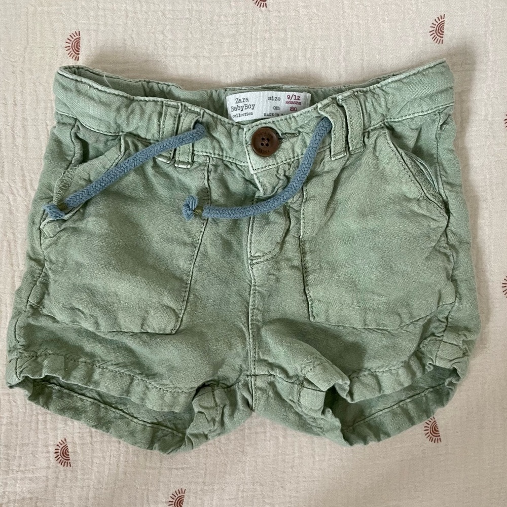 Zara baby linen green shorts